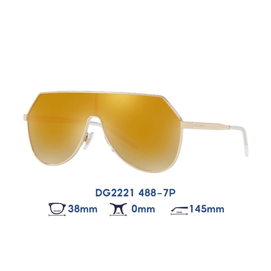 Kính mát Dolce Gabbana DG2221 488/7P gọng vàng