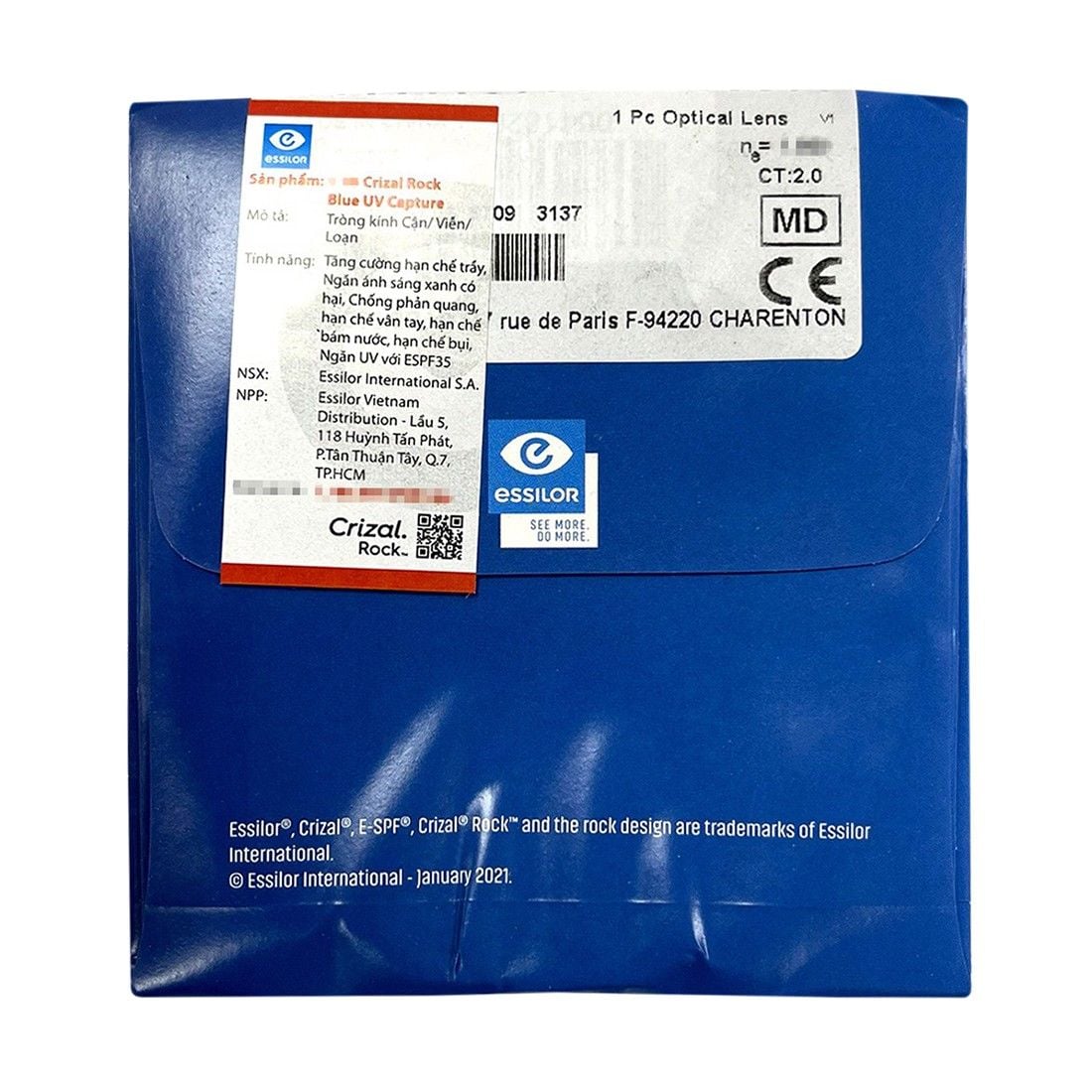  Tròng kính đơn tròng Essilor Crizal có sẵn 