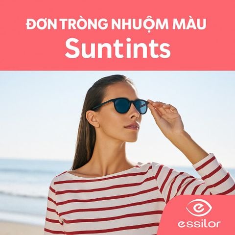 Tròng kính Essilor Suntints nhuộm màu Váng phủ MaxAz