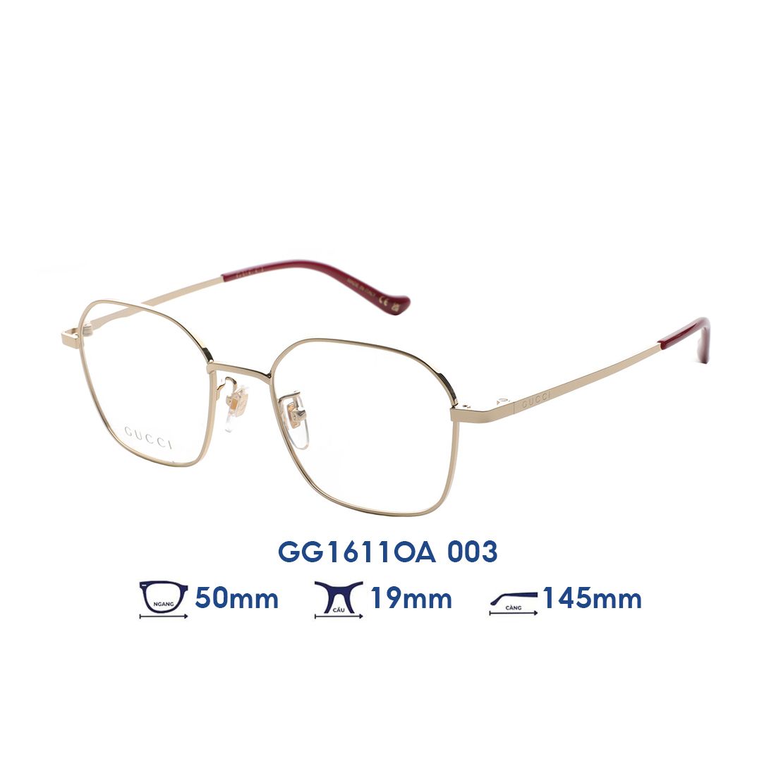 Gọng kính GUCCI GG1611OA 003 Vàng Gucci Eyewear | Giảm 20