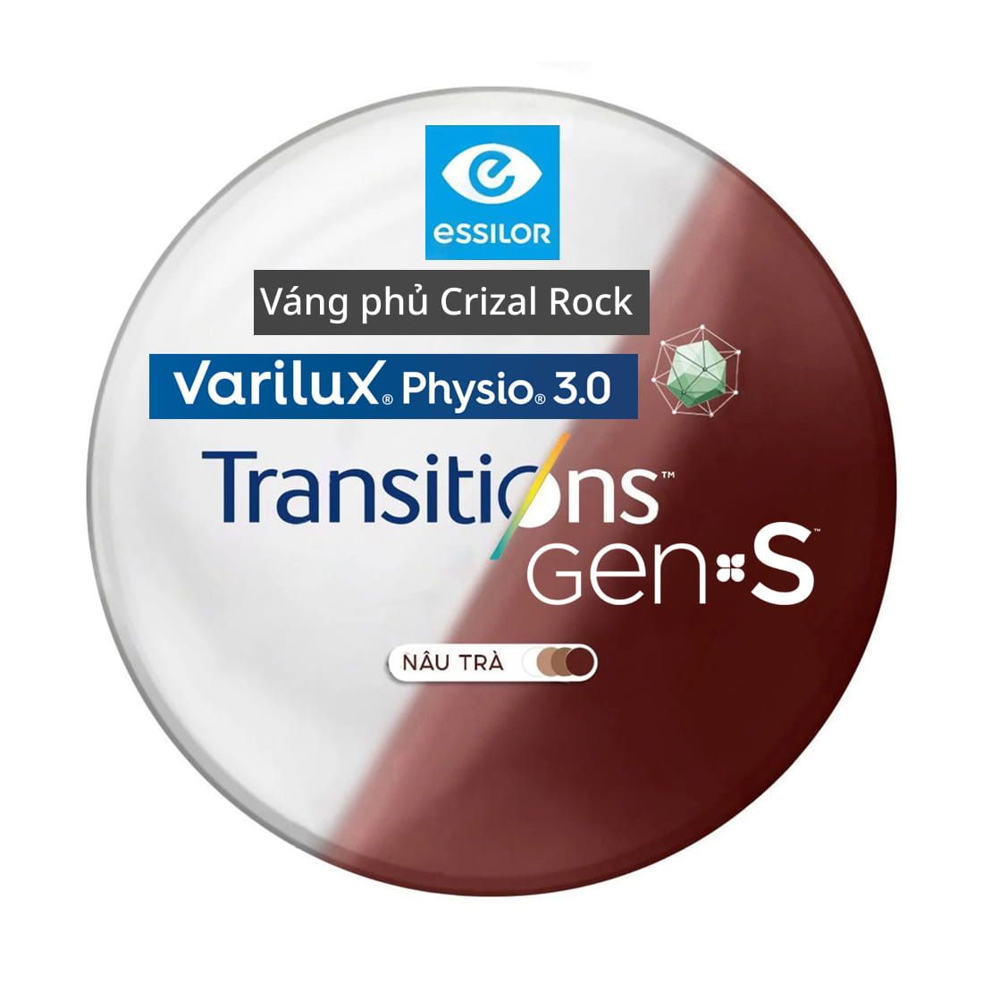  Tròng đánh Essilor Varilux Physio 3.0 đặt Lab nước ngoài váng phủ Crizal Rock 