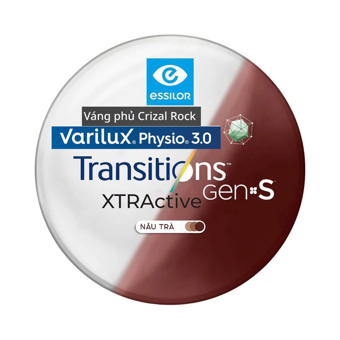  Tròng đánh Essilor Varilux Physio 3.0 đặt Lab nước ngoài váng phủ Crizal Rock 