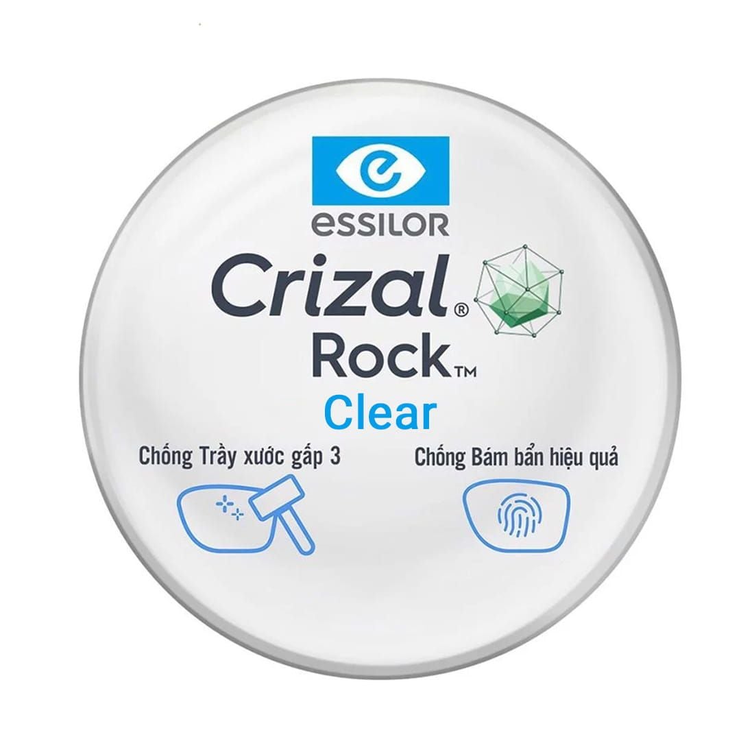  Tròng Đơn Essilor đánh váng Crizal Rock - Đủ Chiết Suất & Công Nghệ 