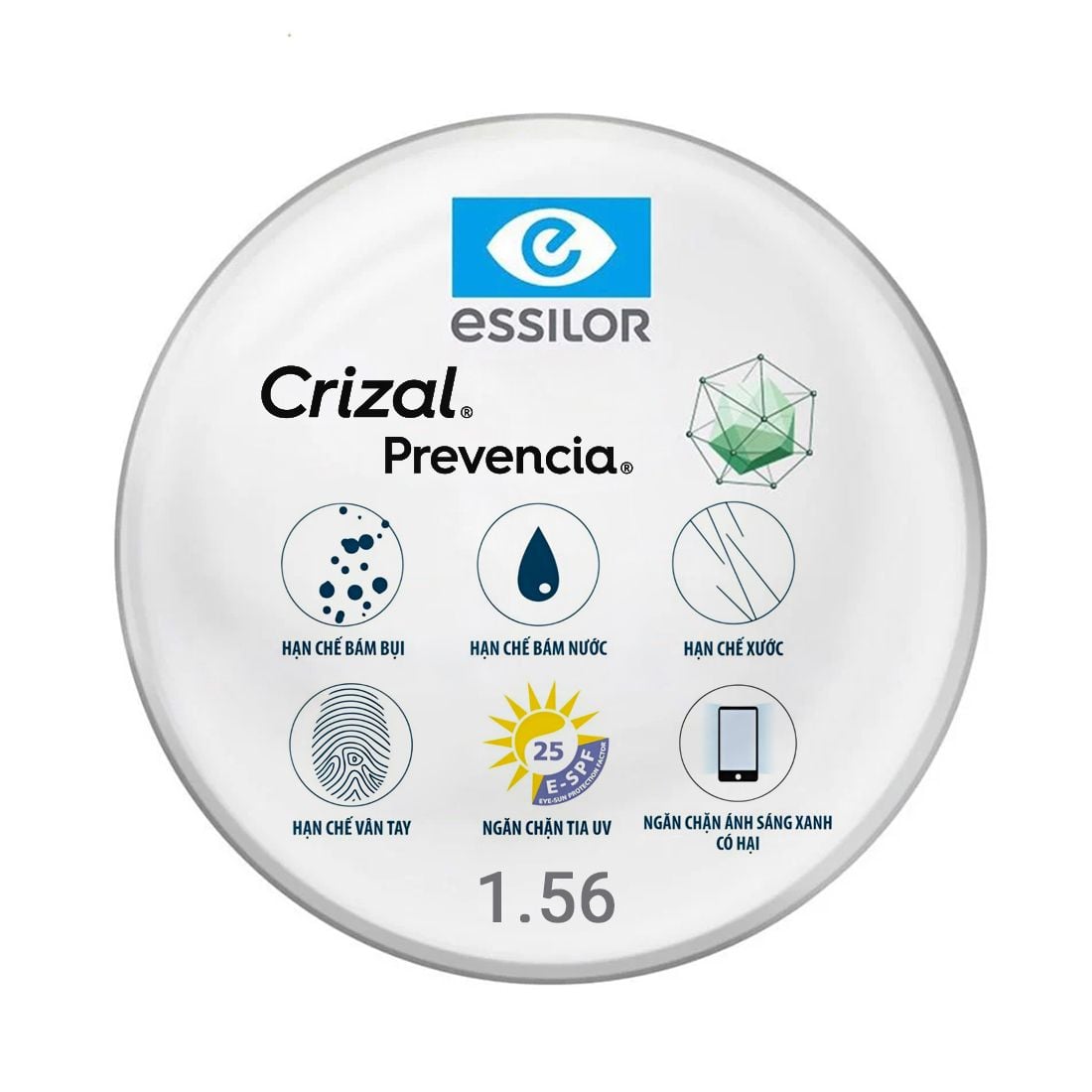  Tròng kính đơn tròng Essilor Crizal có sẵn 