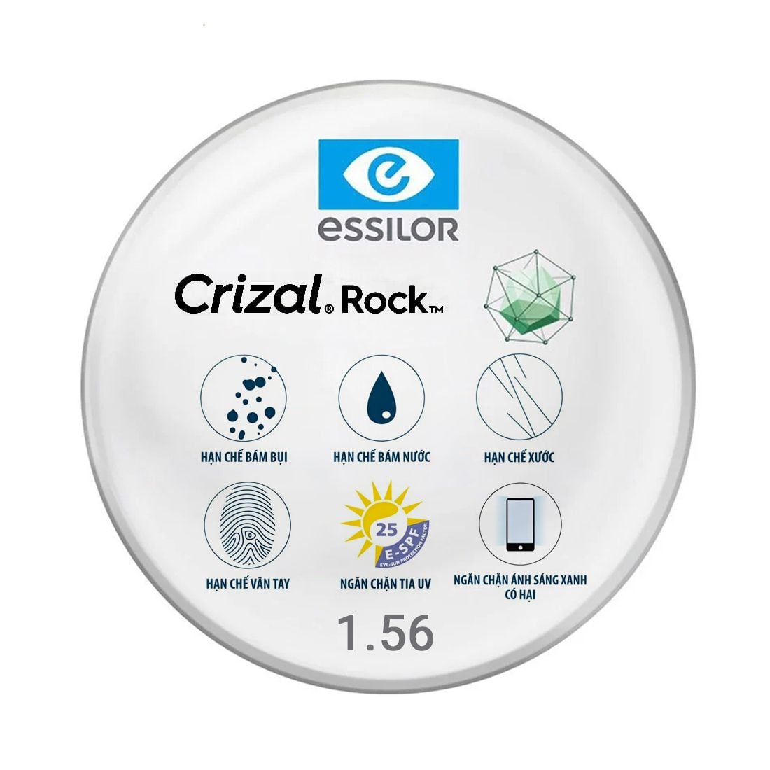  Tròng kính đơn tròng Essilor Crizal có sẵn 