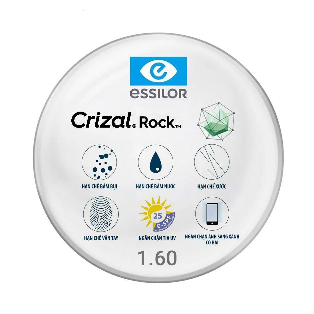  Tròng kính đơn tròng Essilor Crizal có sẵn 