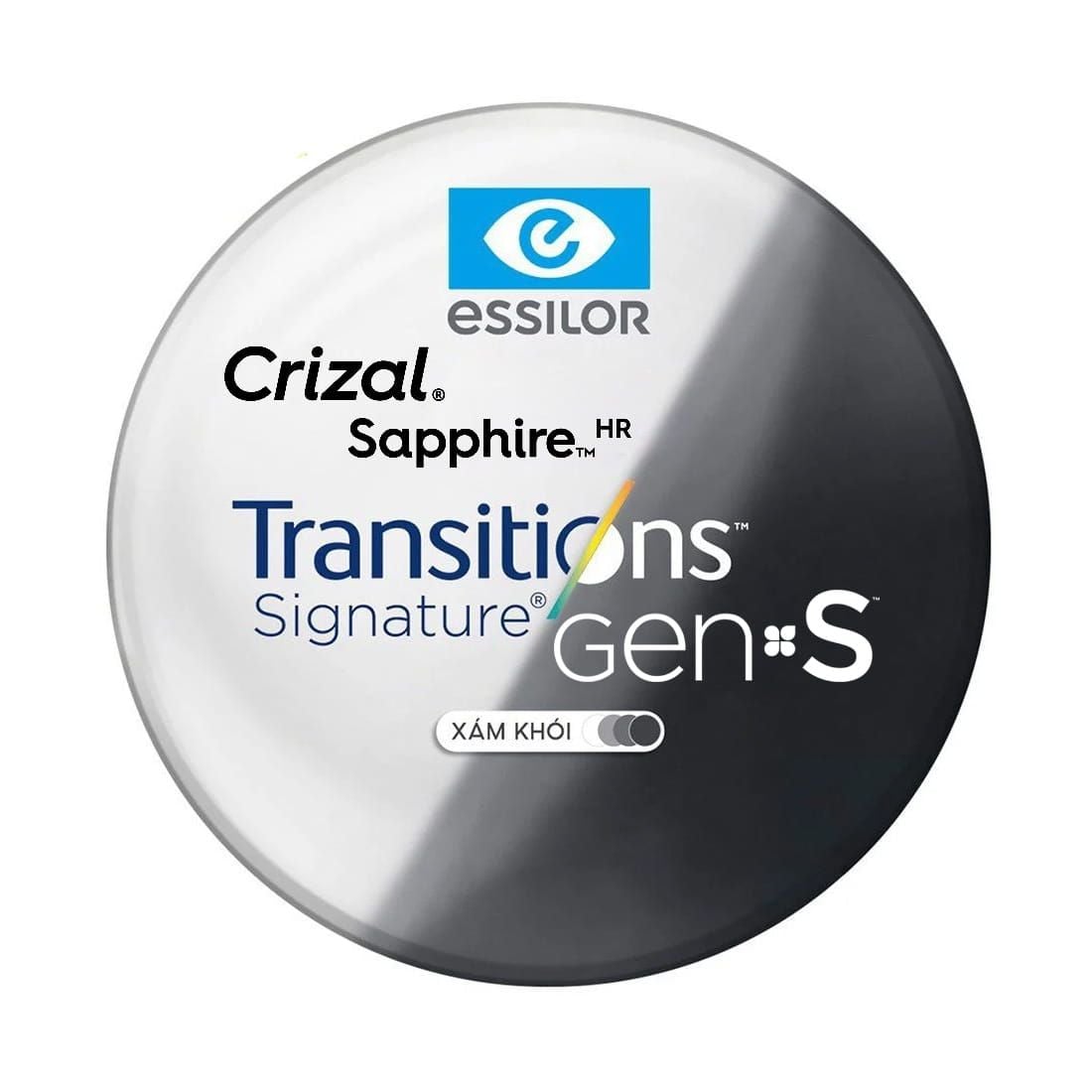  Tròng Kính Đổi Màu Essilor Transitions Signature Gen S Xám Khói váng phủ Sapphire HR 