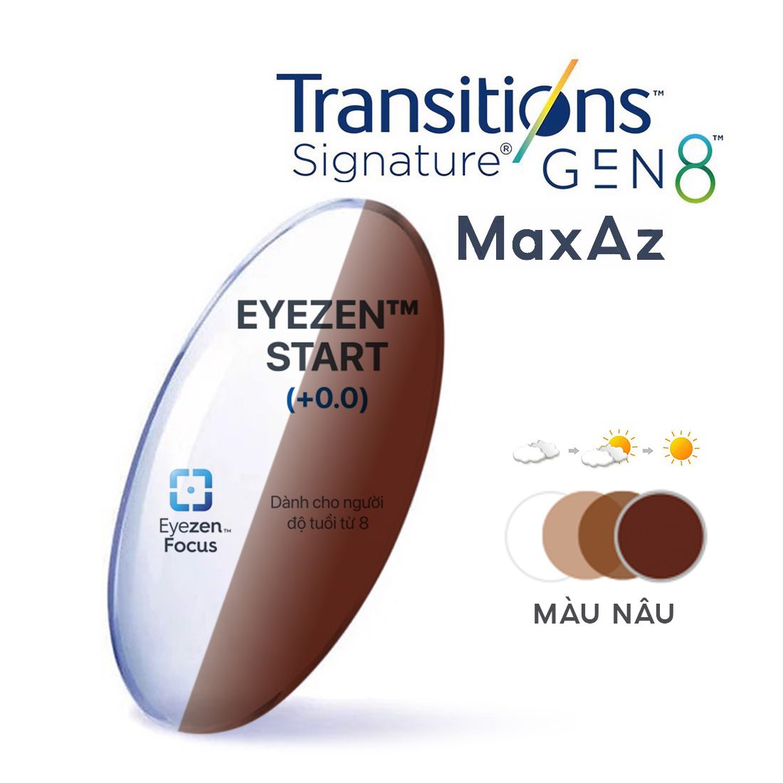  Tròng kính Essilor Eyezen Start đổi màu chiết suất 1.67 váng phủ Max Az 