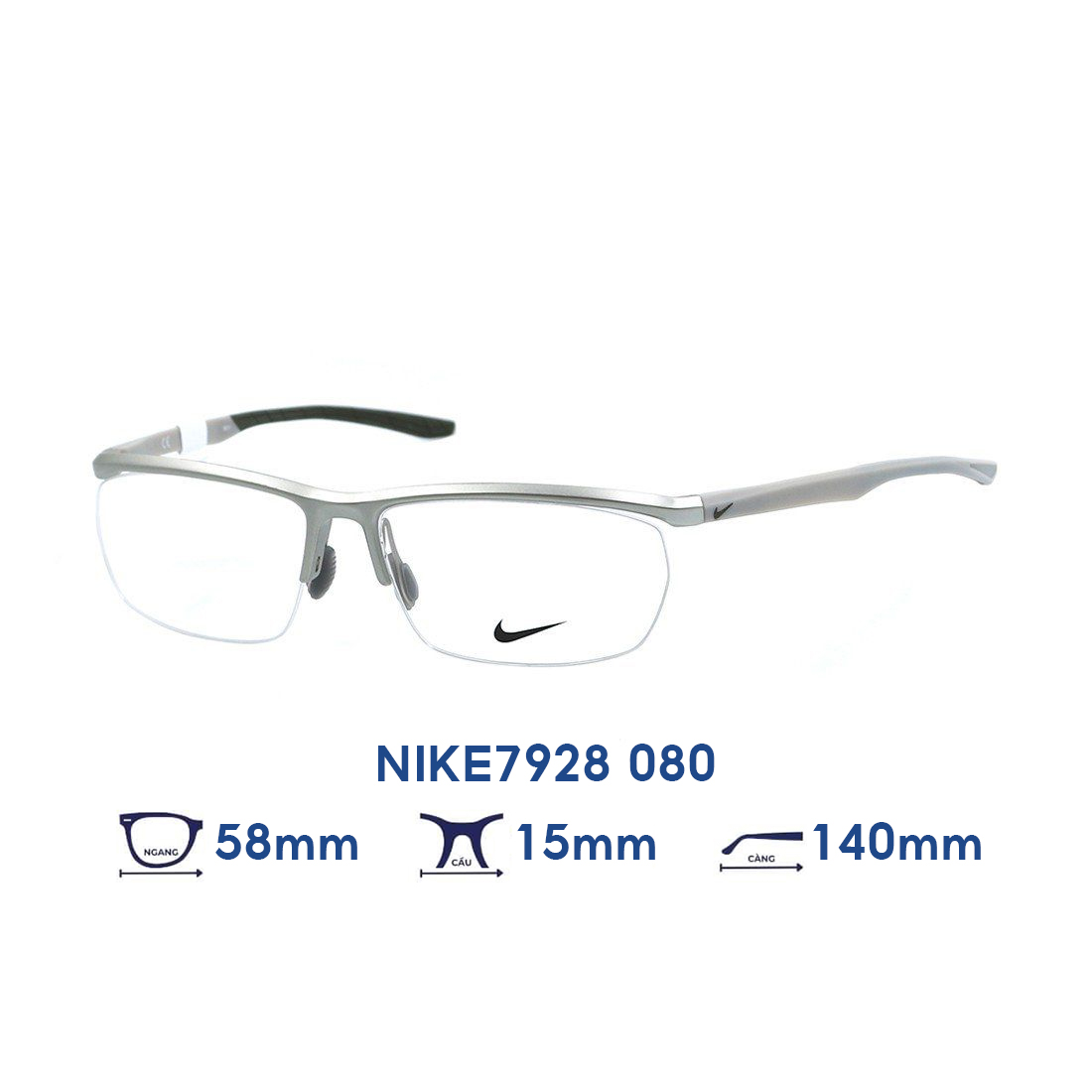 Gọng kính NIKE NIKE7928 080 - Màu Bạc - Size 58
