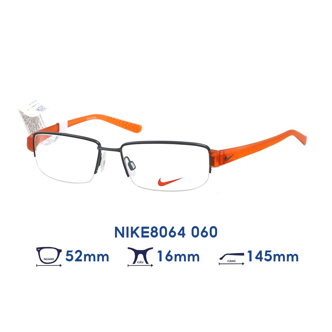 Gọng kính NIKE NIKE8064 060 - Màu Cam - Size 52