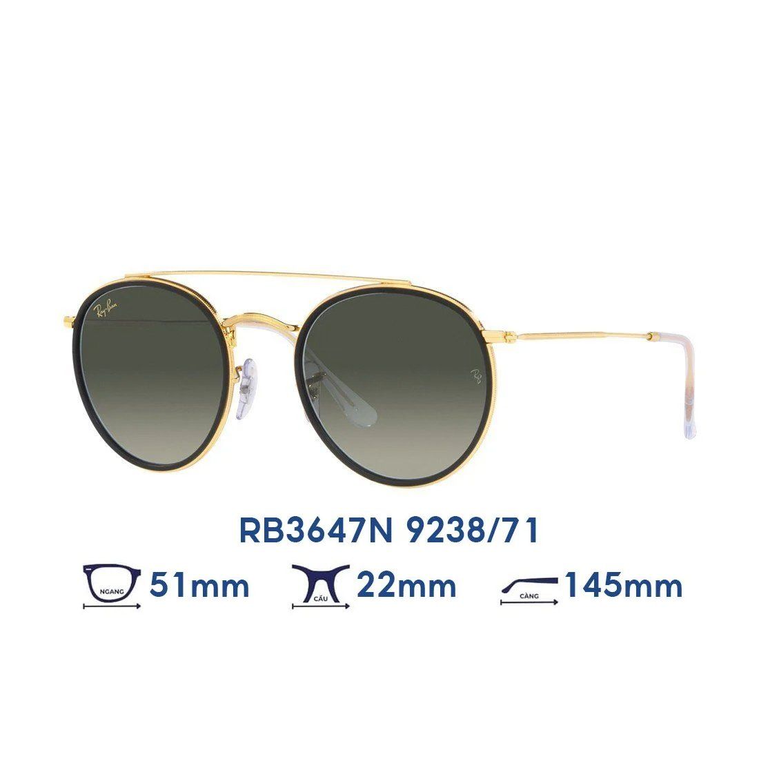  Kính mát RAYBAN RB3647N 9238/71 