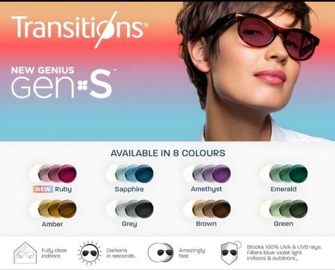 8 màu sắc thời trang của Essilor Transitions Gen S chính hãng tại GENS.VN