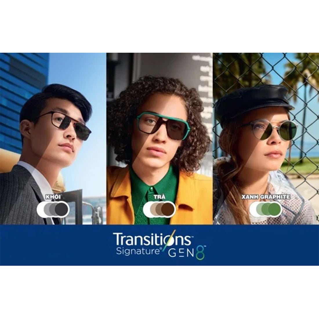  Tròng Kính Đổi Màu Essilor Transitions Signature Gen S Xám Khói váng phủ Sapphire HR 