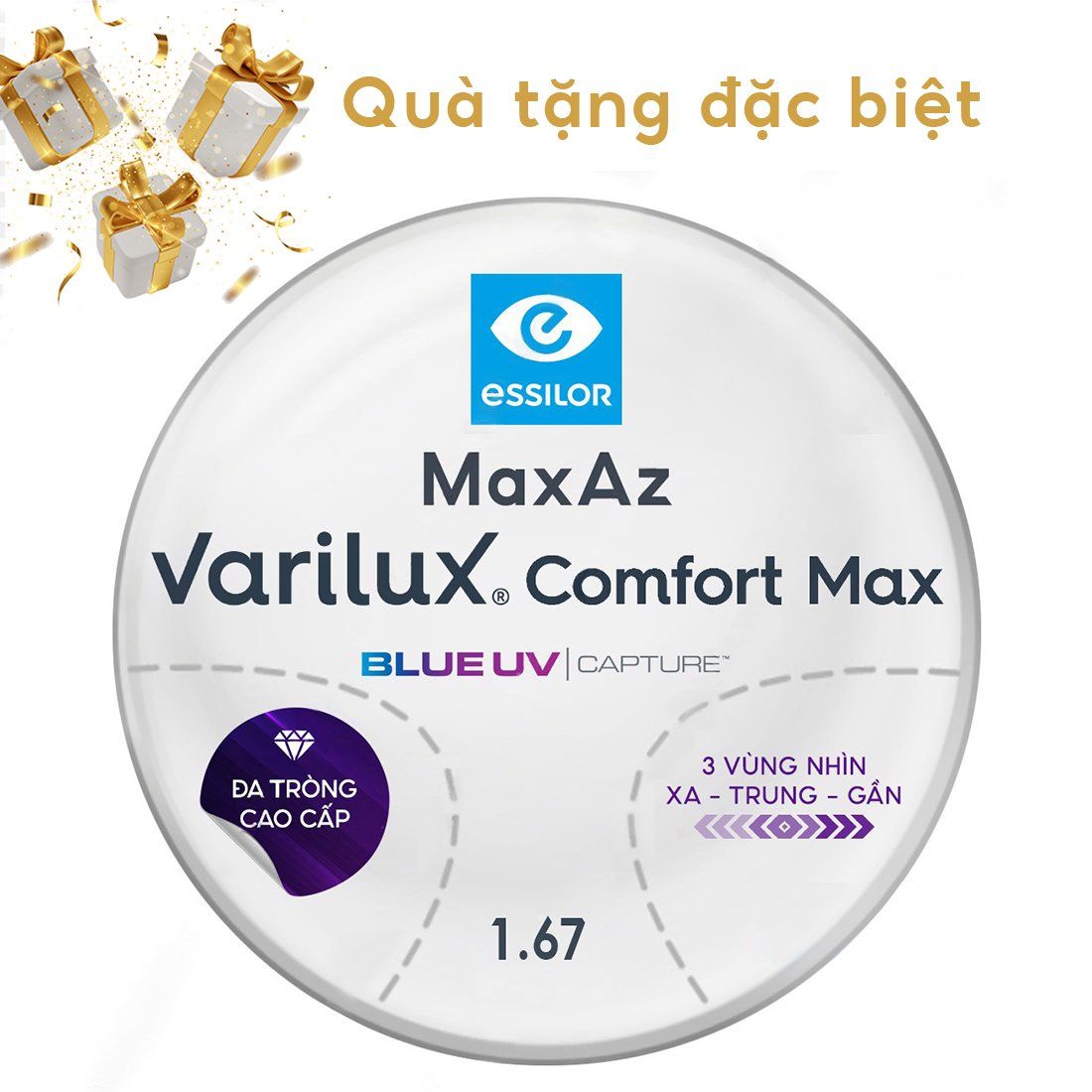  Đa Tròng Cao Cấp Essilor Varilux Comfort Max BlueUV Capture Váng Max Az 