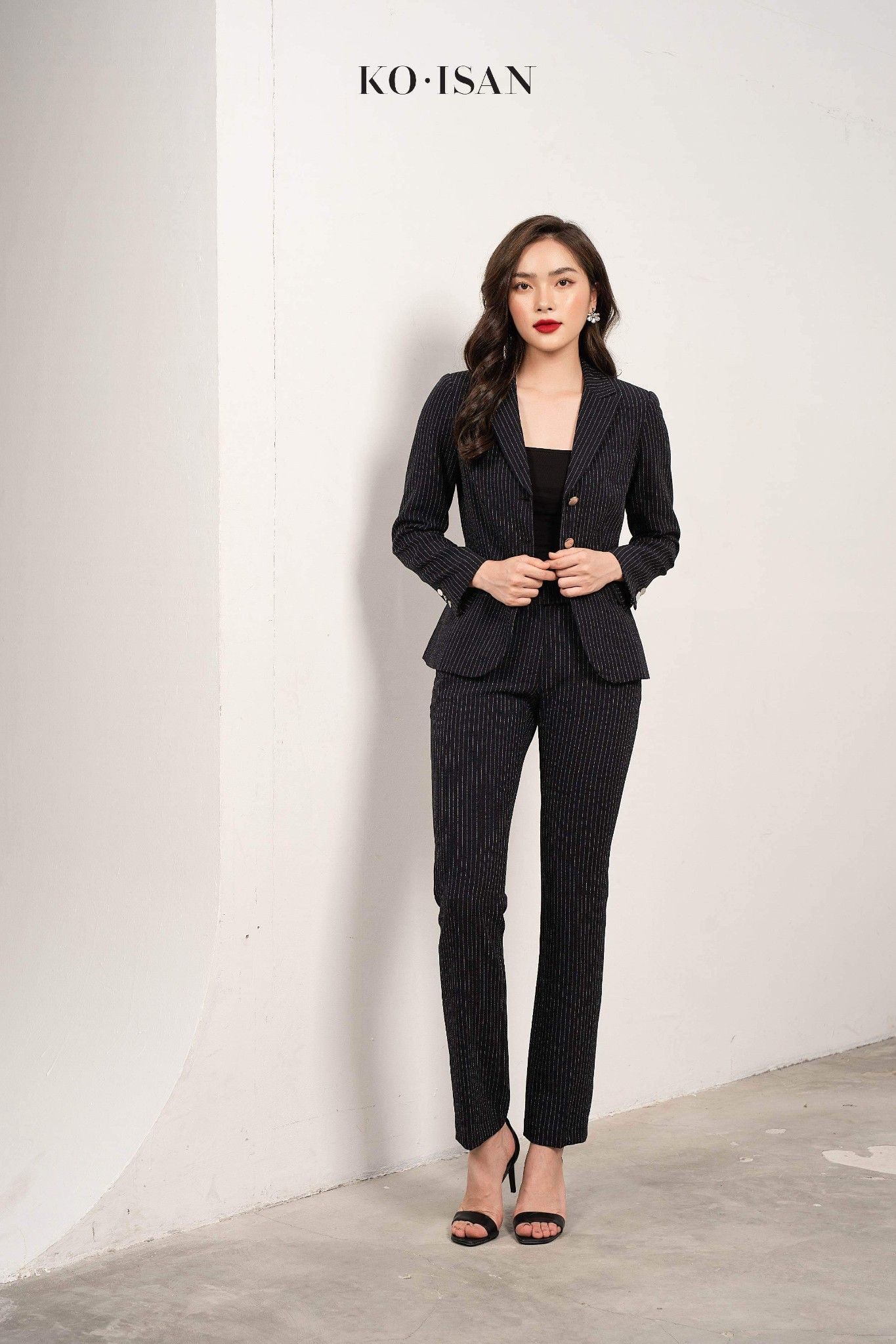  Áo vest đen kẻ sọc 34Vest3a 