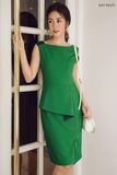  Đầm xanh peplum 2 mặt phối 2 mầu 