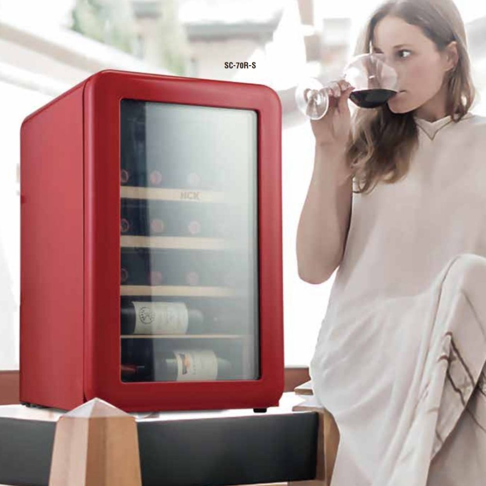 tu ruou vang hck mau do 22 chai co mat kinh dung tich 70l