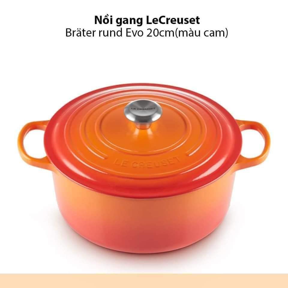 noi gang le creuset brater rund evo 20cm orange mau cam