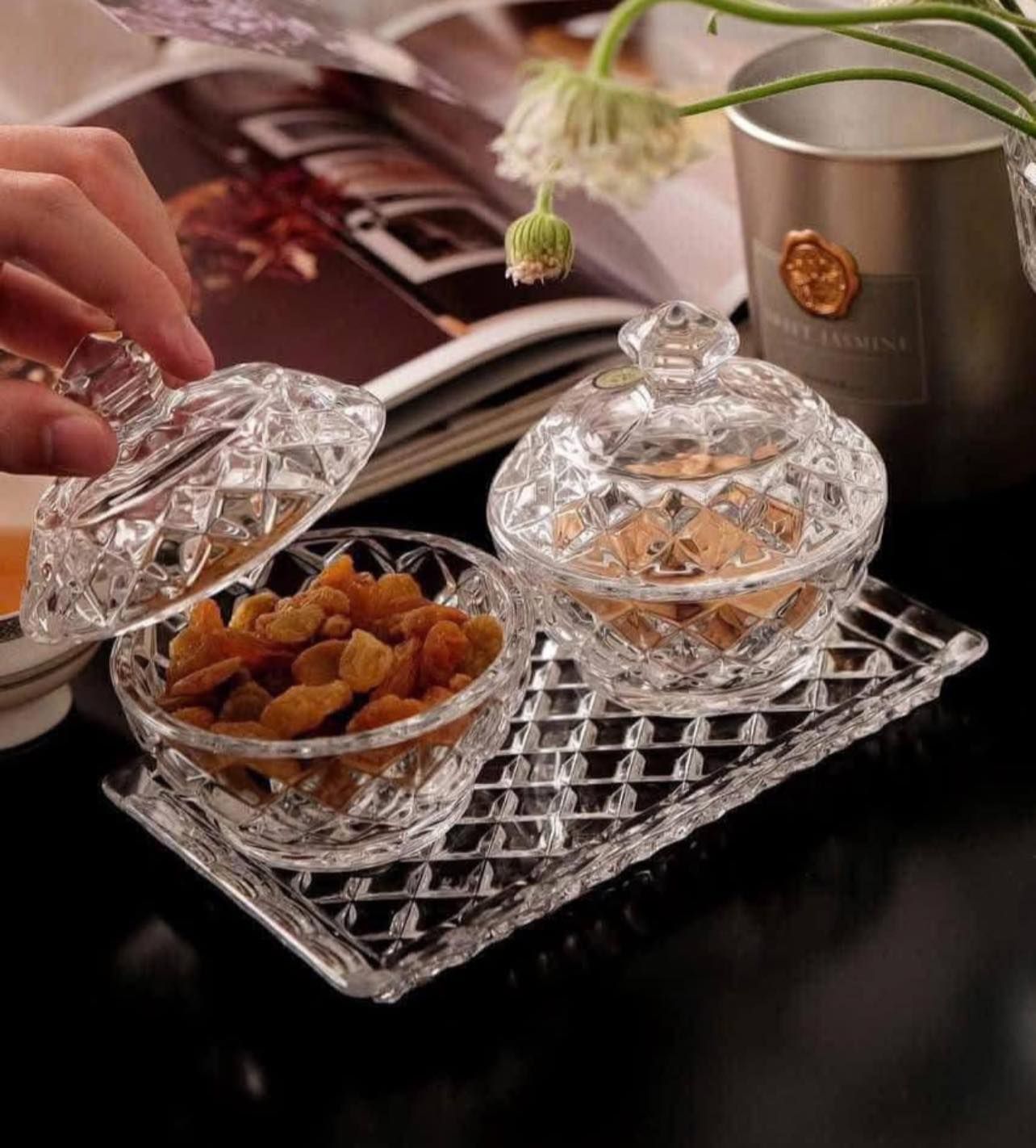 set hu dung duong banh keo pha le 3 mon bohemia crystal 1 dia 2 tho