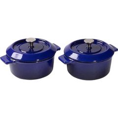 set 2 noi tron woll iron casserole mini 10 cm cobalt blue