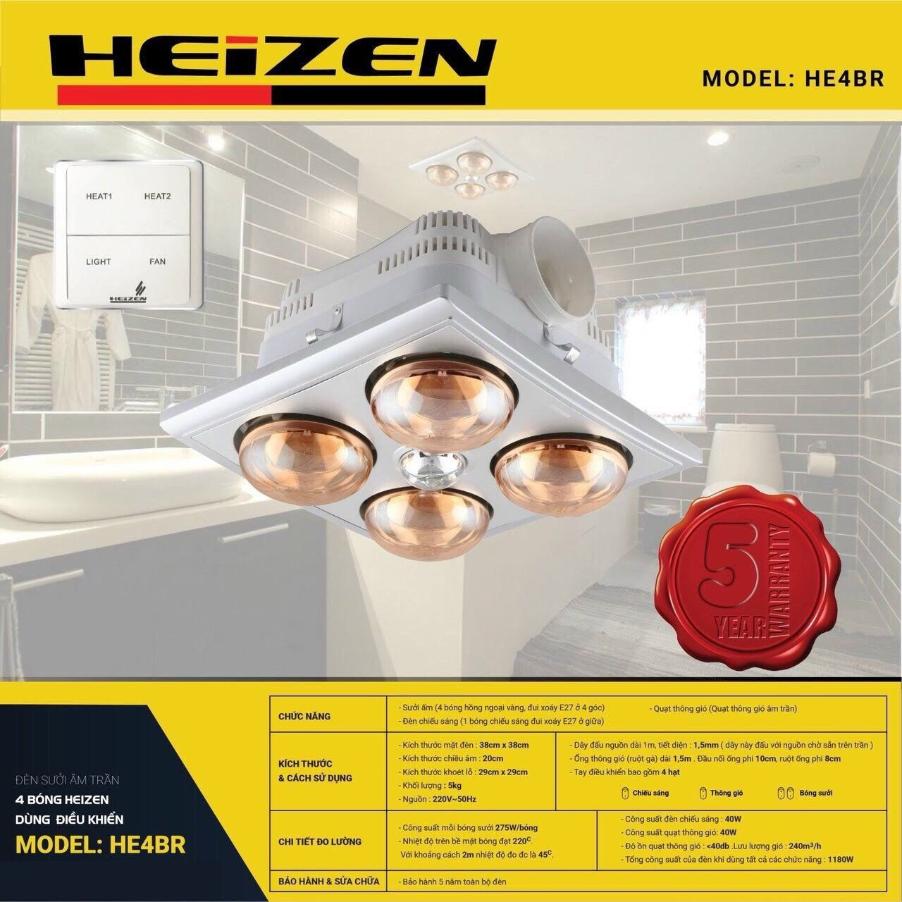 den suoi nha tam heizen he4br am tran co dieu khien