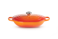 noi chao gang le creuset brater oblong 31cm orange mau cam