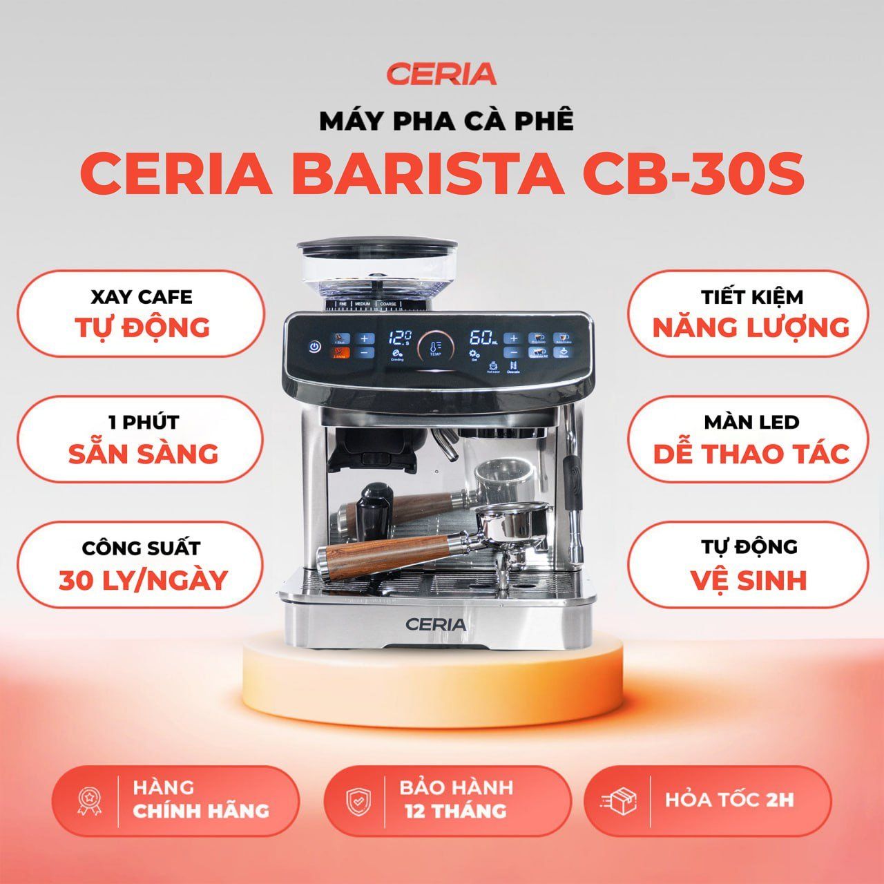 may pha ca phe ceria barista cb 30s
