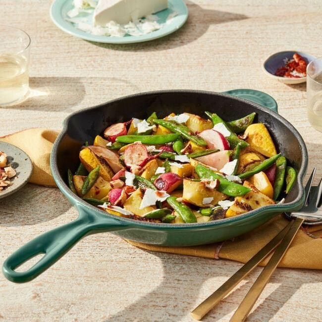 chao gang le creuset 23cm made in france hai mau xanh do