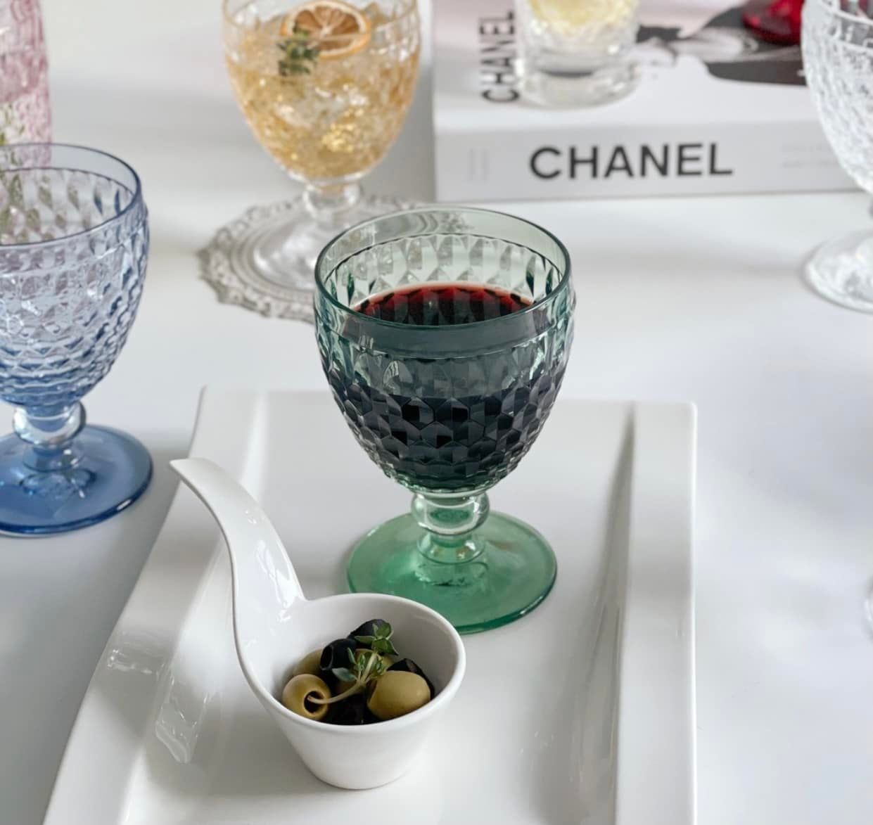 set 4 ly villeroy boch boston 310ml mau xanh la made in germany