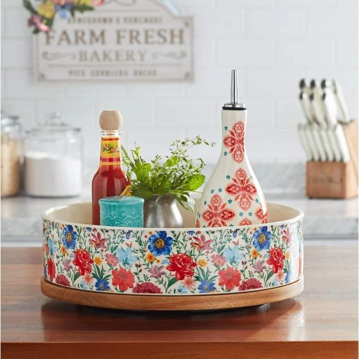 khay su de go tron xoay the pioneer woman brilliant blooms 12