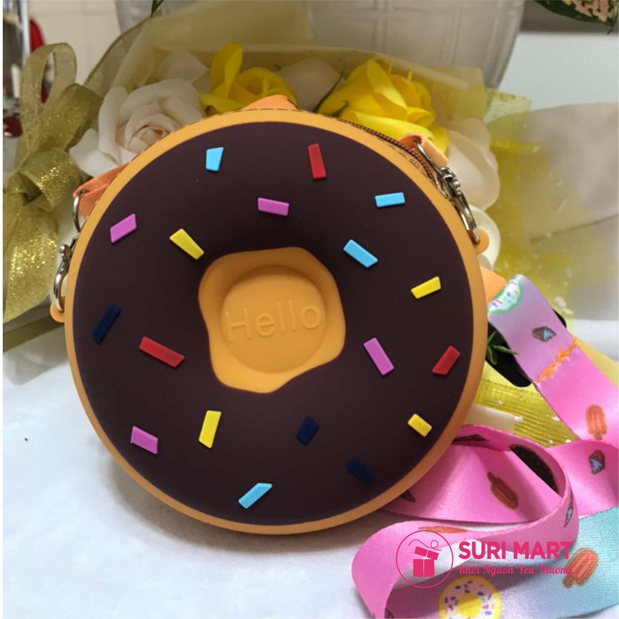 Bóp đeo chéo Hello & Hello Kitty - Bánh Donut