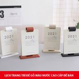 BỘ LỊCH ĐẾ GỖ MÀU NƯỚC ĐỂ BÀN 2021
