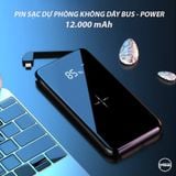 Pin sạc dự phòng không dây tráng gương 12.000 mAh Bus Power