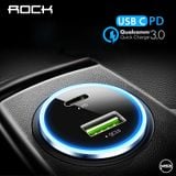 Sạc nhanh xe hơi chuẩn PD cho Iphone và Qualcomm QC3.0 Rock - H5 (18Wx2)