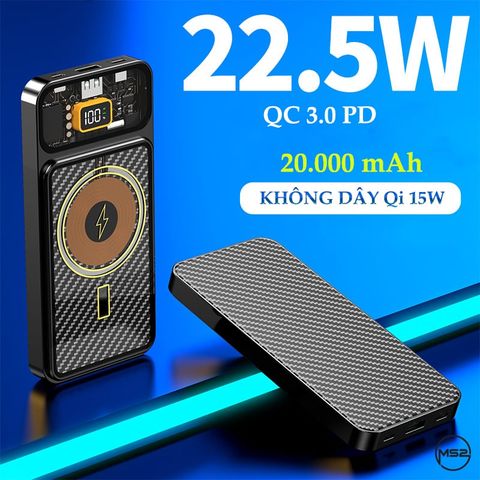 Pin dự phòng không dây 15W hút từ tính 20.000 mAh | Magsafe B163