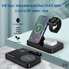 Đế sạc nhanh không dây 15W cao cấp 4in1 - MagSafe B18 (Qi 15W)