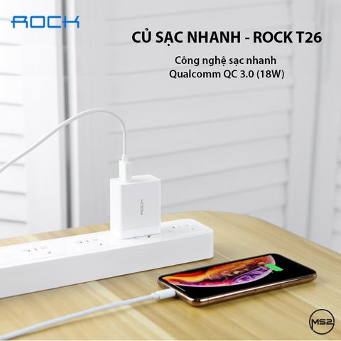 Củ sạc nhanh Fast Charger QC 3.0 - Rock T26 (18W)