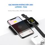 Đế sạc NHANH không dây tráng gương cao cấp 2in1 - Lotems TS82 (Iphone + Applewatch)