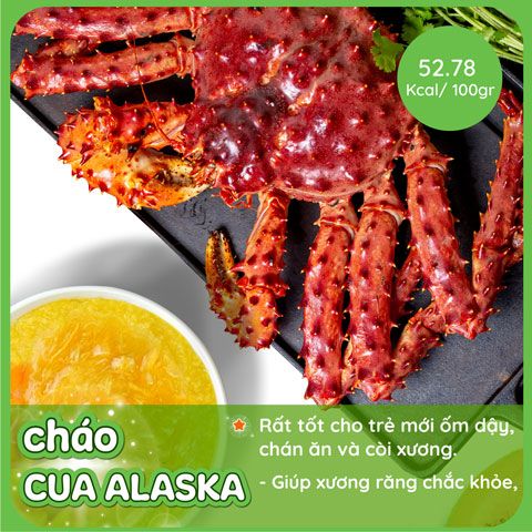 Cháo Cua Alaska rất giàu canxi, magie và omega 3, đặc biệt là vtamin nhóm B