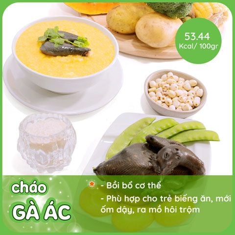 Cháo Gà Ác rất tốt cho trẻ em vì nhiều chất dinh dưỡng. Đặc biệt cháo gà ác là món ăn tốt cho trẻ biếng ăn, trẻ còi xương, suy dinh dưỡng.