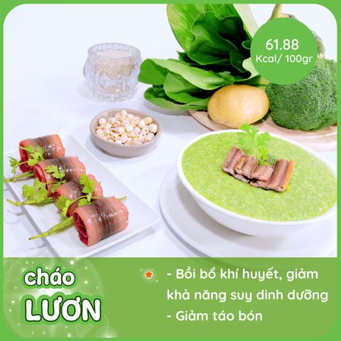 Cháo Lươn rất giàu đạm, chất béo và vitamin A, B giúp trị táo bón và tăng cường thể lực cho bé.