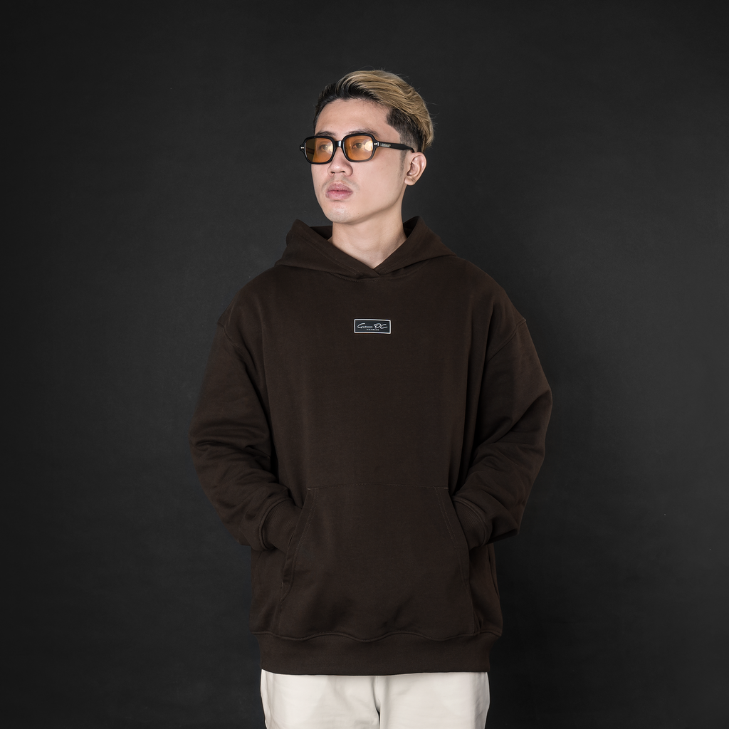 Hoodie Grimm DC Vietmade box logo (nỉ chân cua) // Dark Brown