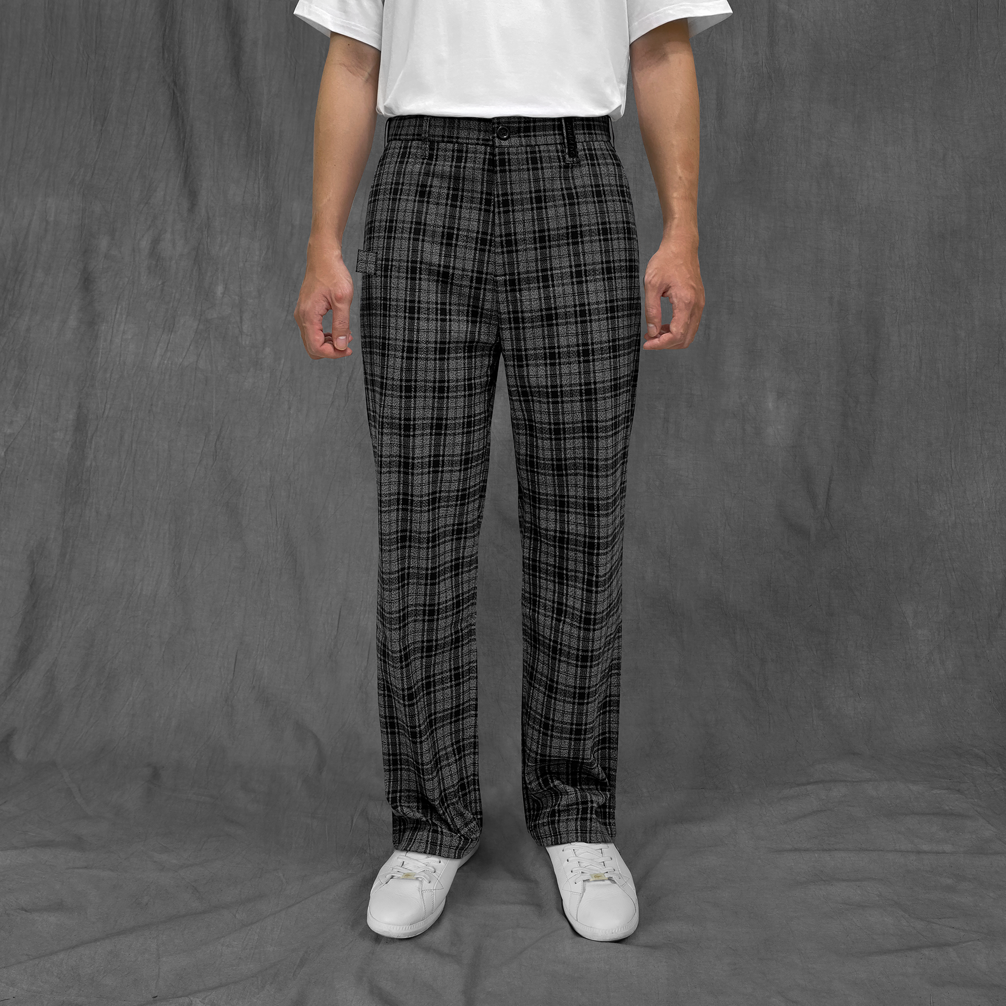 Quần Straight plaid // Smoke Gray