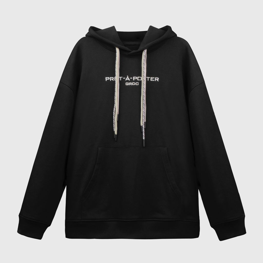 Hoodie thêu Prêt-à-porter // Đen