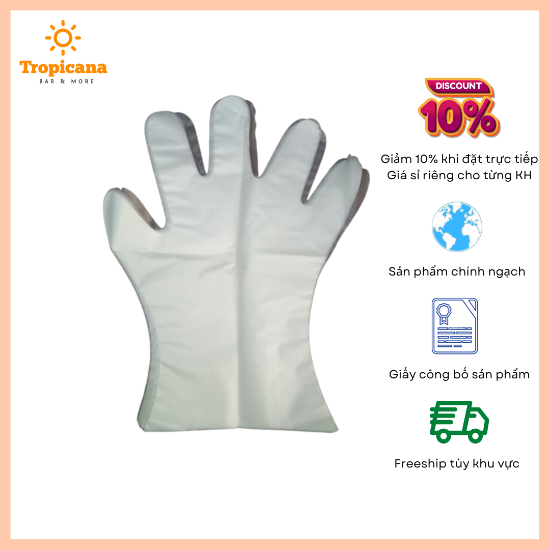  Bao tay Nylon LỤA cao cấp dùng trong nhà bếp - Găng tay nylon dùng 1 lần - 100g (35 cái) 