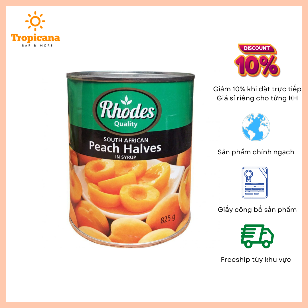  Đào ngâm Rhodes - Lon 825gr 