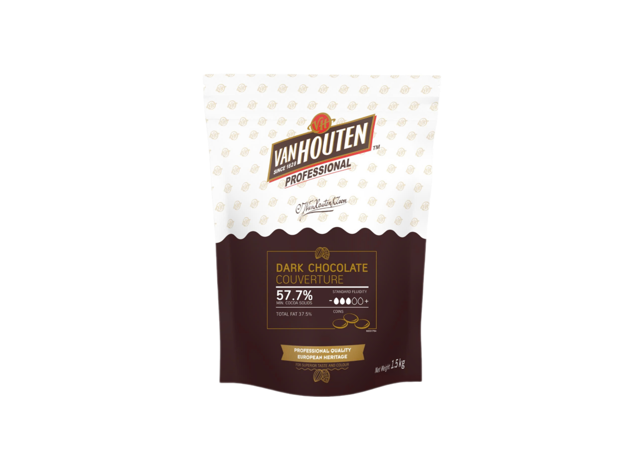  Couverture Chocolate đen nguyên chất nút 57.7% Van Houten -Gói 1.5kg [KHÁCH ĐẶT HỎA TỐC TRÁNH CHẢY SOCOLA] 