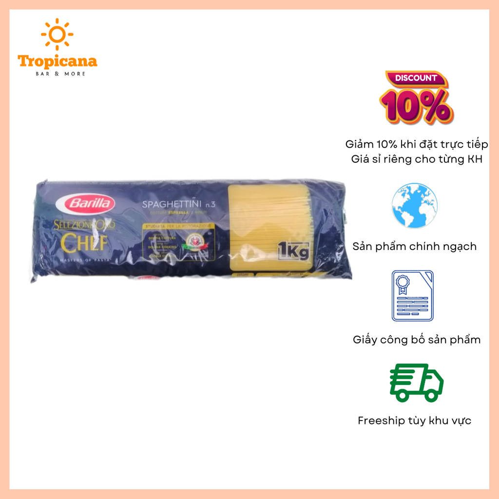  Mì Barilla Pasta - Chef No. 3 - Gói 1kg 