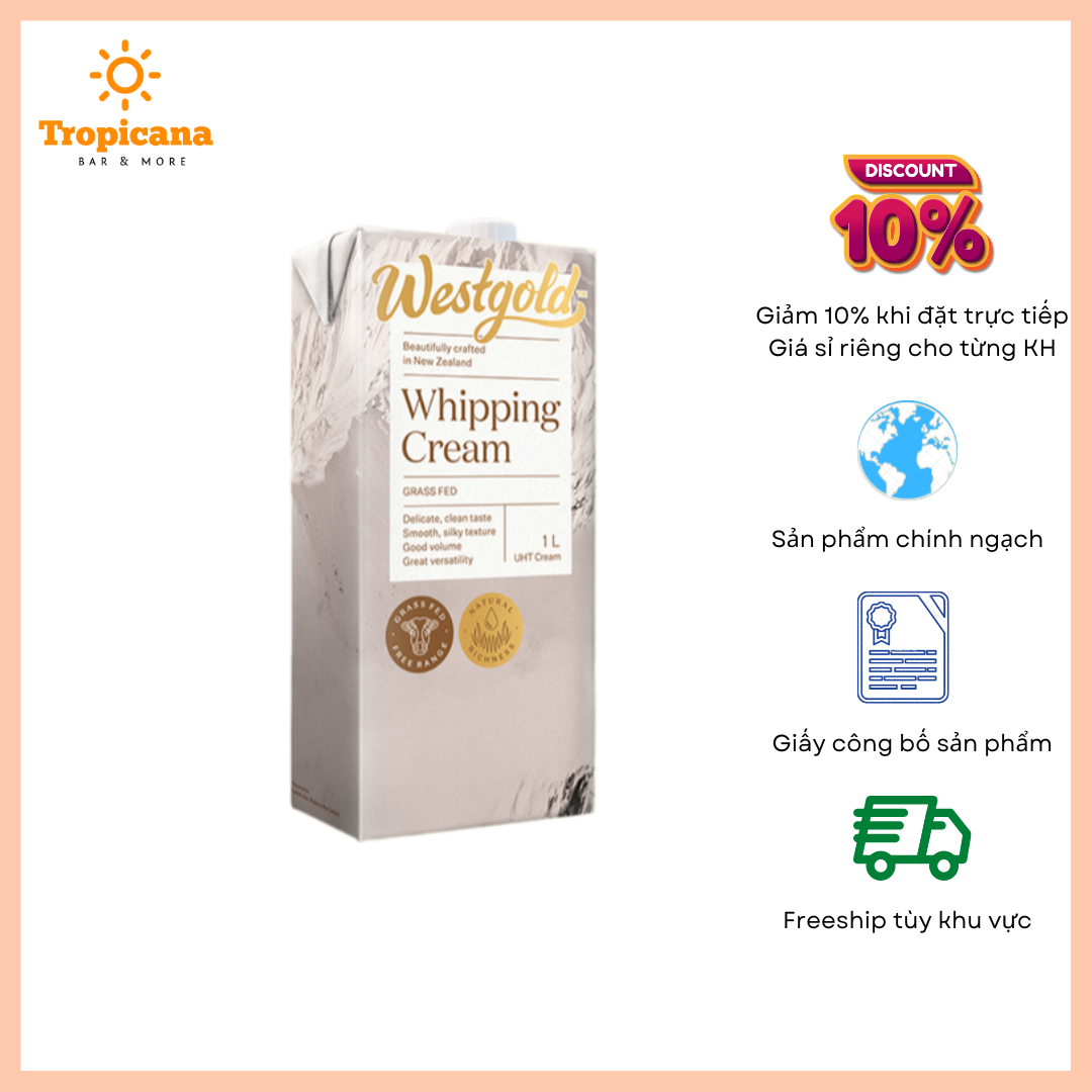  Kem sữa tiệt trùng Whipping cream hiệu Westgold - Hộp 1L 