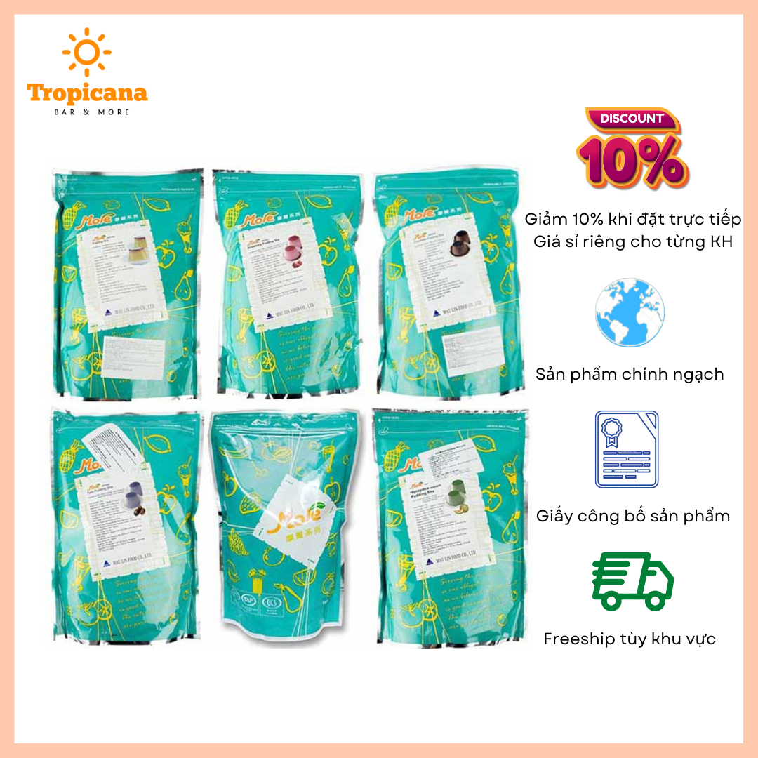  Bột bánh flan đủ vị (bột Pudding đủ vị) Mole Đài Loan - Bịch 1kg 